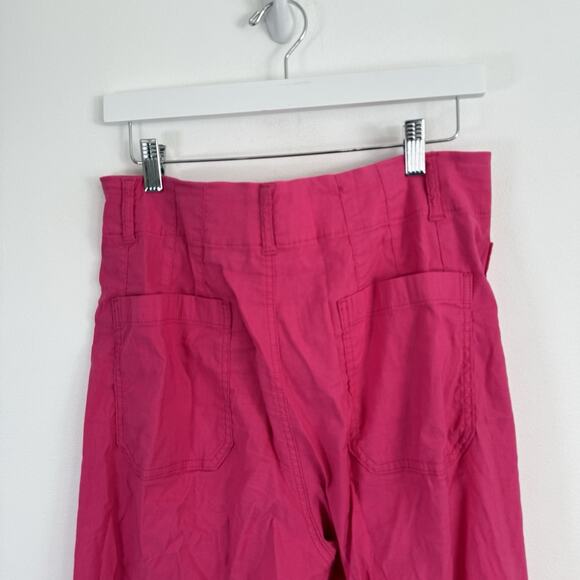 Maeve Anthropologie The Colette Crop Wide Leg Pants Pink Linen Blend Womens 30 - Picture 6 of 8